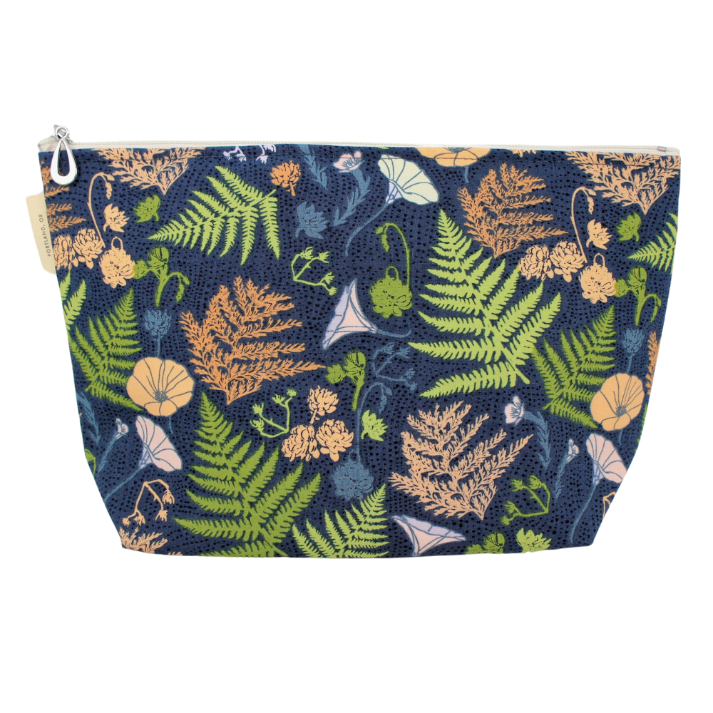 The Large Makeup Bag | Lined Zip Pouch | Cotton