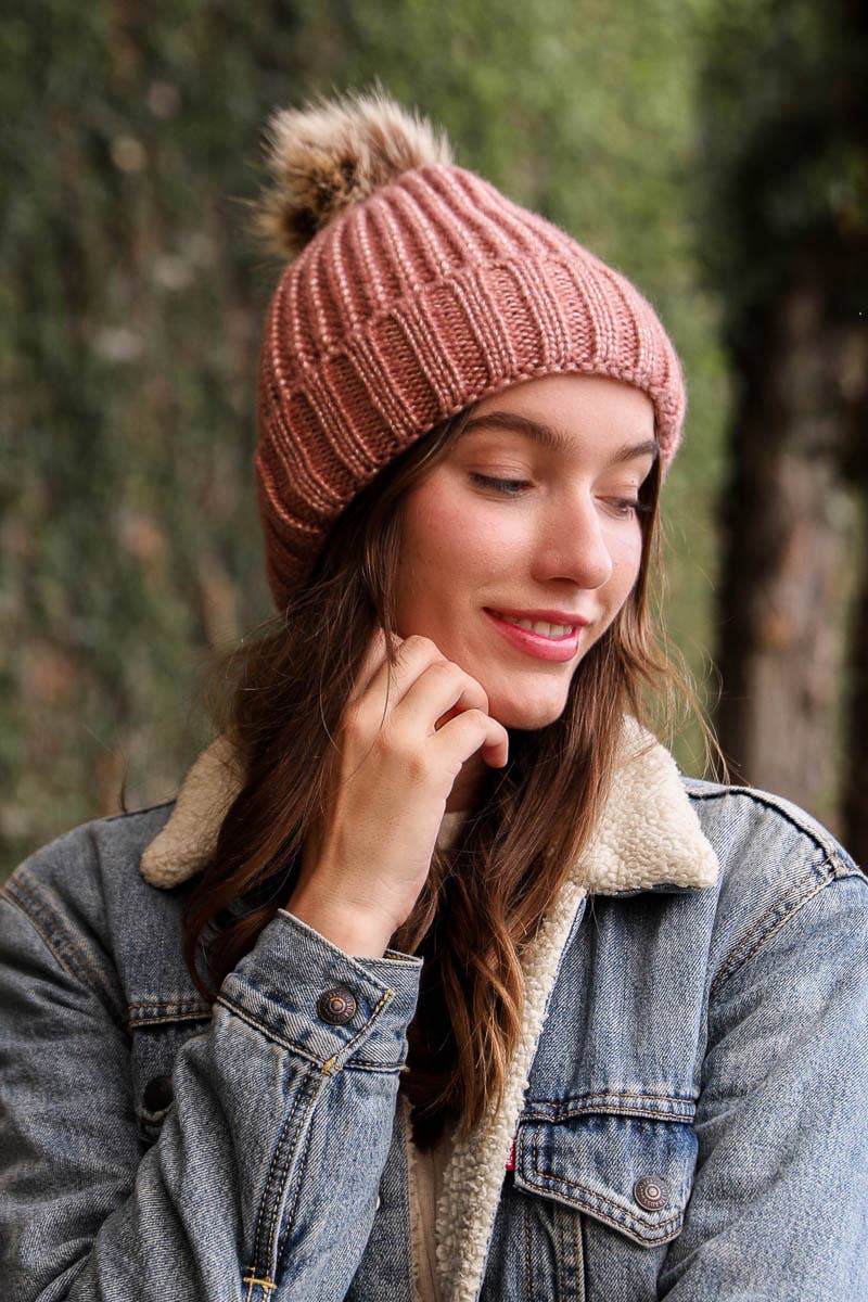 Metallic Cozy Soft Rib Knit Pom Beanie – Fall & Winter Style