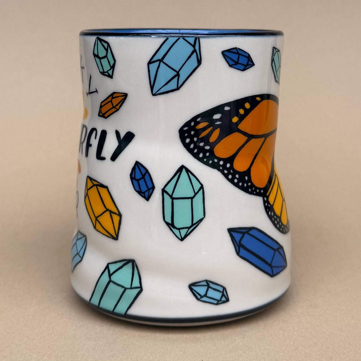 Lucky Butterfly Cup - XLarge Ceramic Mug - 16oz