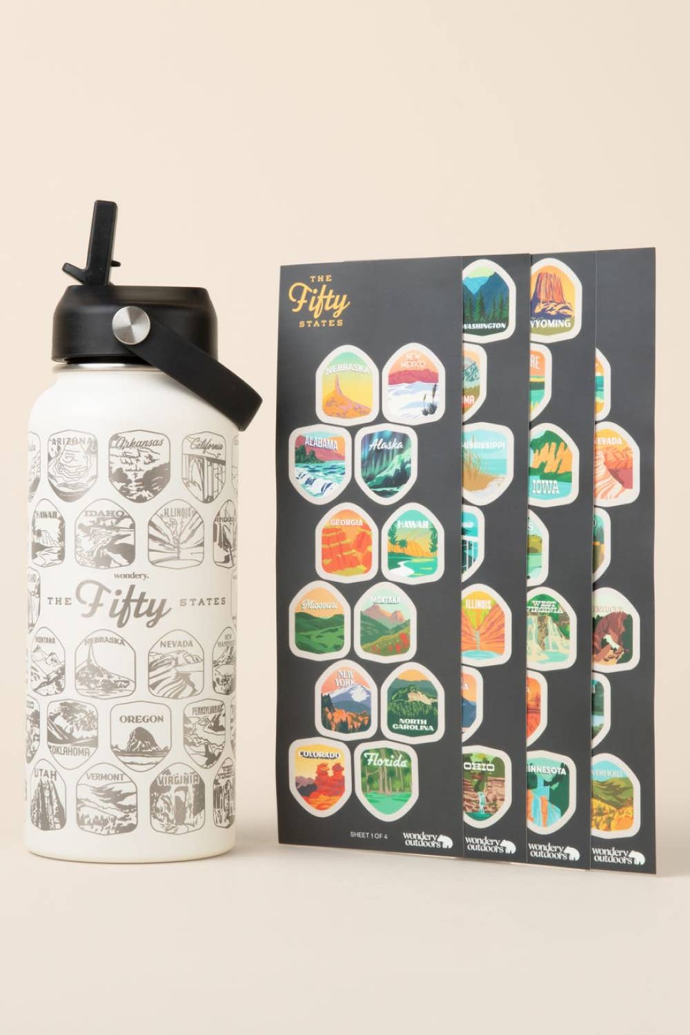 Fifty States Bucket List Bottle - Adventure Bucket List - 32oz Bottle