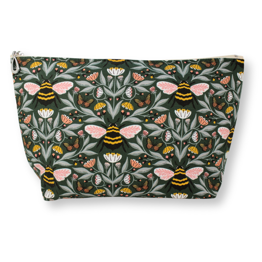 The Large Makeup Bag | Lined Zip Pouch | Cotton