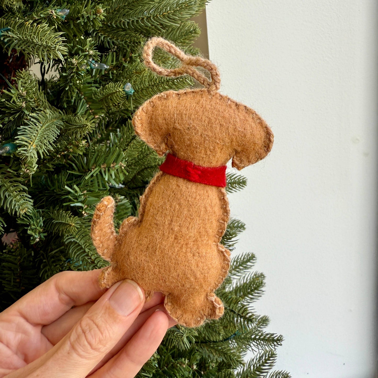 Dog with Bandana Embroidered Wool Ornament