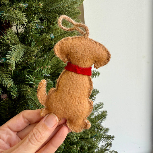 Dog with Bandana Embroidered Wool Ornament
