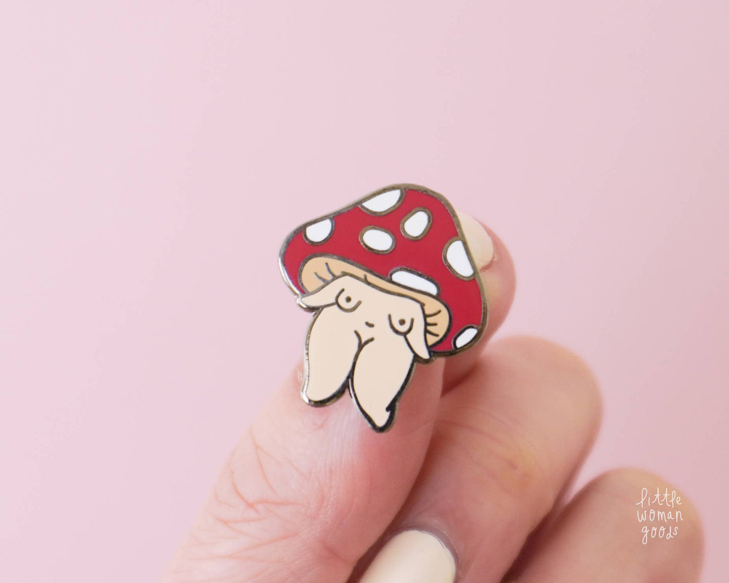 Mushroom Girl Enamel Pin - Cottagecore Forest Feminist Art