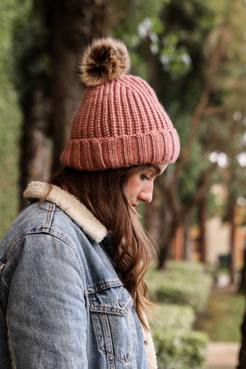 Metallic Cozy Soft Rib Knit Pom Beanie – Fall & Winter Style