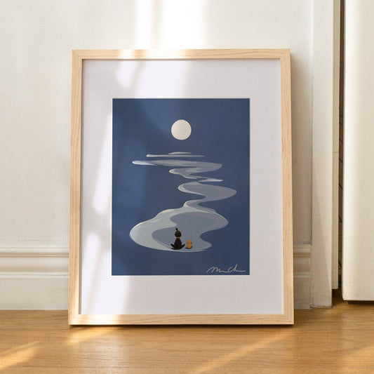 Moonlit Meditation Art Print (Matted 11x14, Unframed)