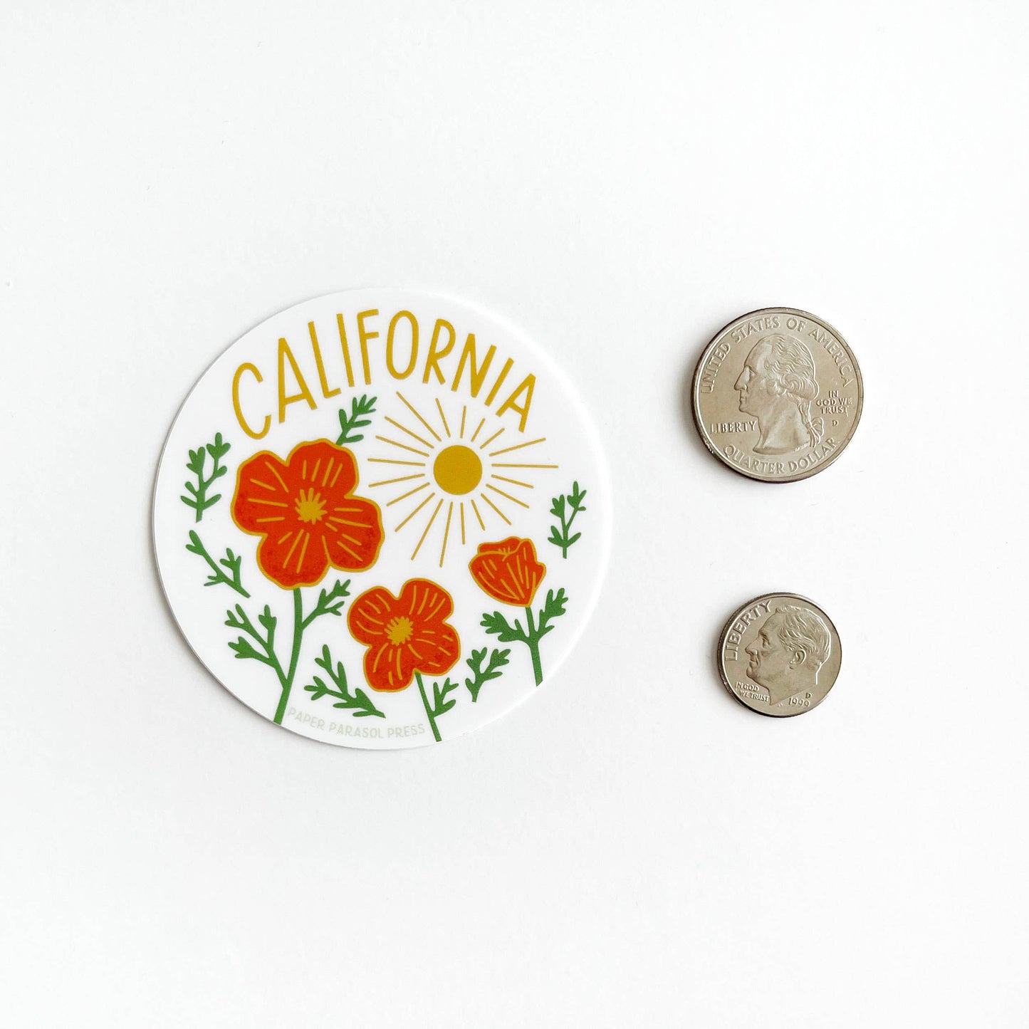 California Poppy Sun White Sticker