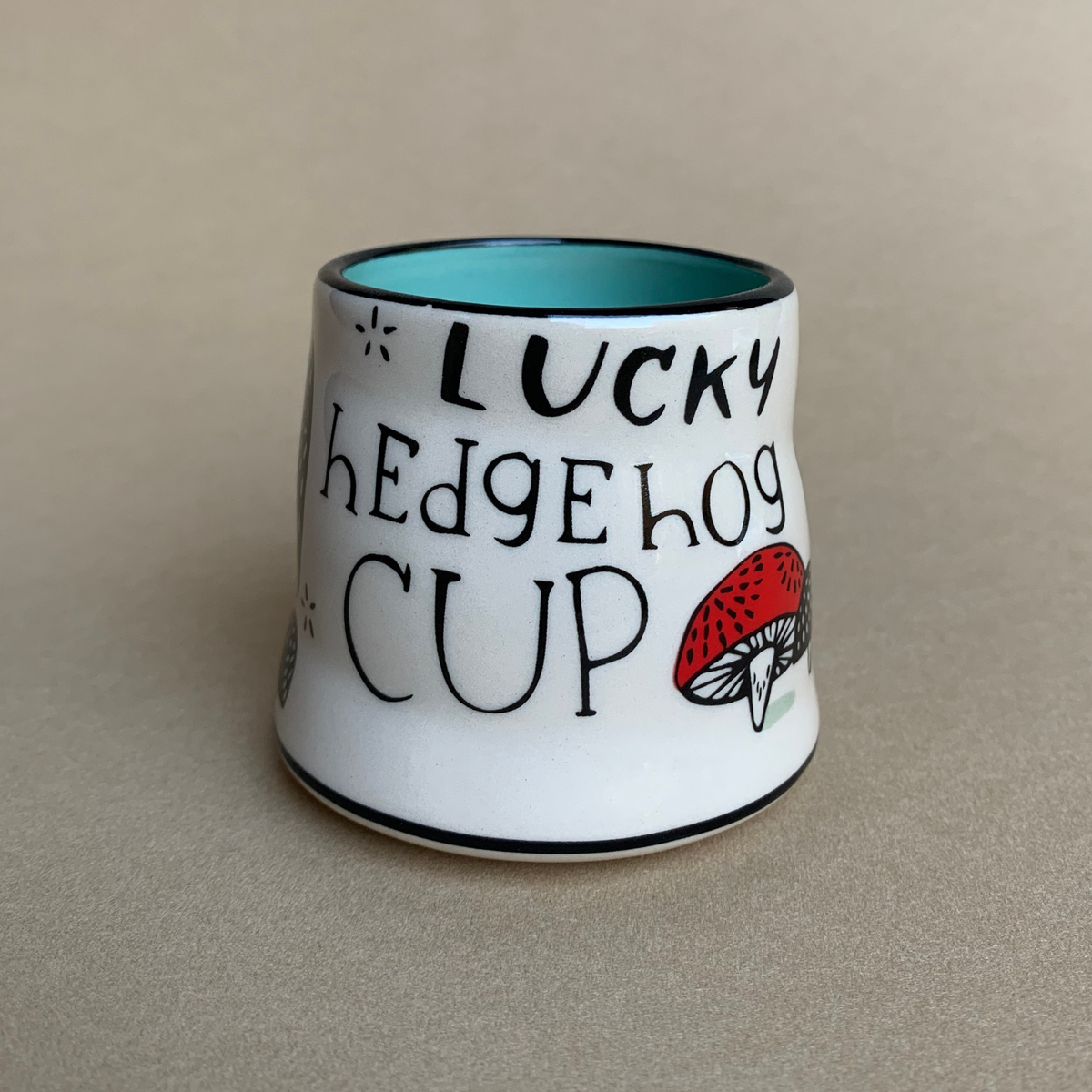 Lucky Hedgehog Cup - Small Ceramic Christmas Holiday Mug