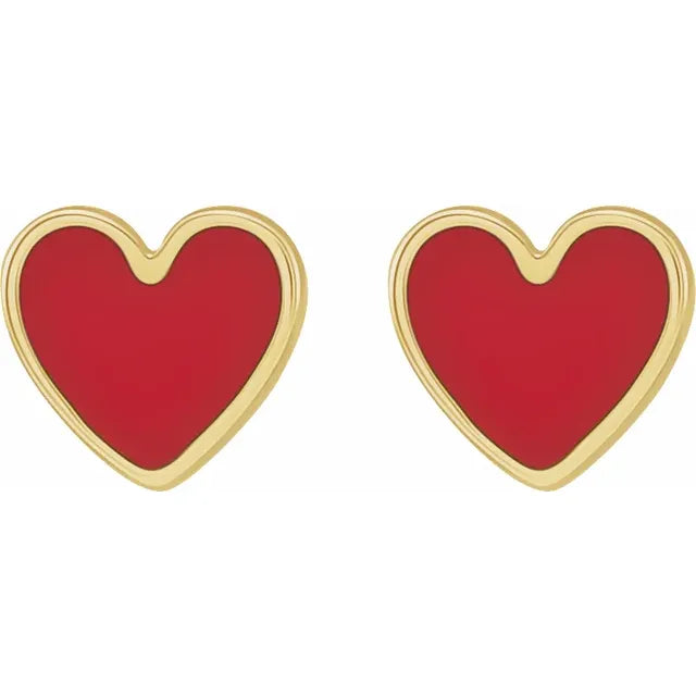 Enamel Heart Earrings