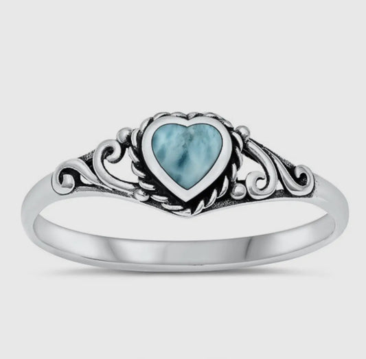 Larimar Heart Ring