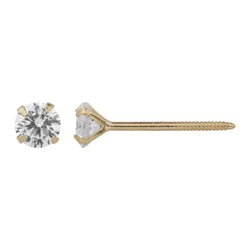 14K cz prong post earring