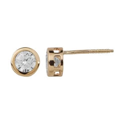 14K cz bezel post earring