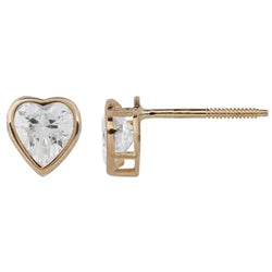 14K cz heart post earring