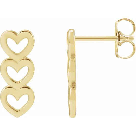14K Heart Earrings