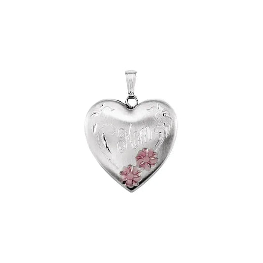 Silver Heart Mom Double Locket