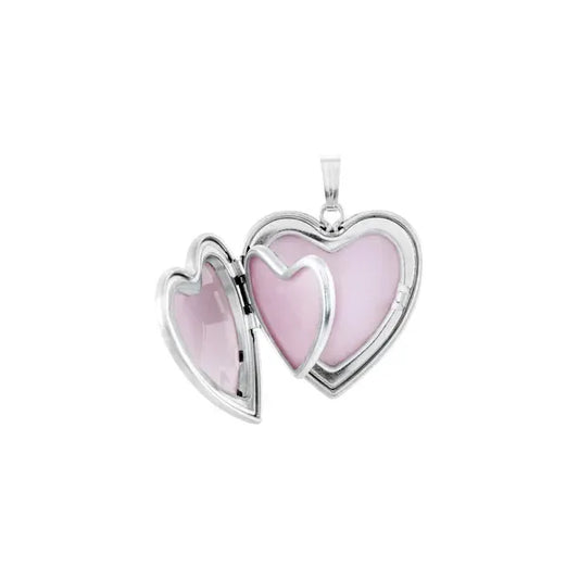 Silver Heart Mom Double Locket
