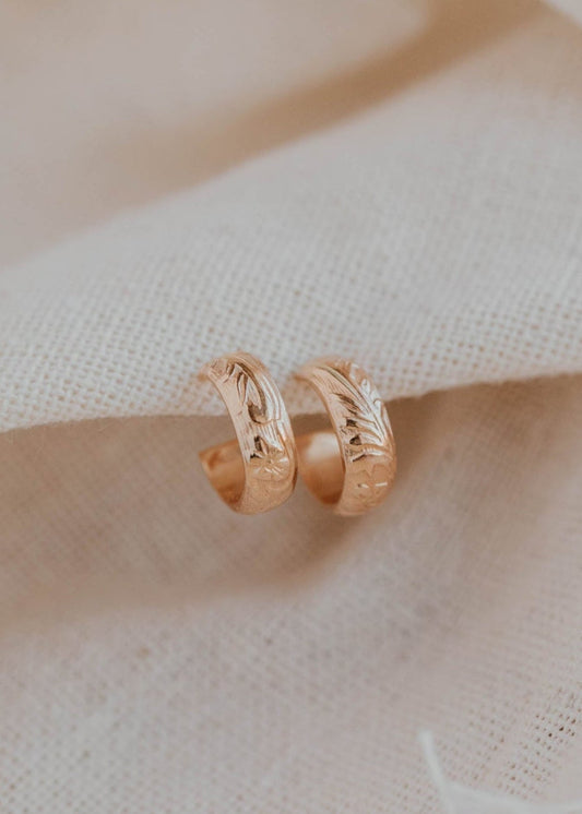 Luxe Floral Hoop Stud Earrings
