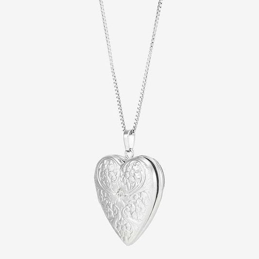 Diamond Floral Silver Locket