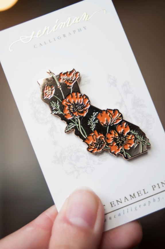 California Poppy Enamel Pin