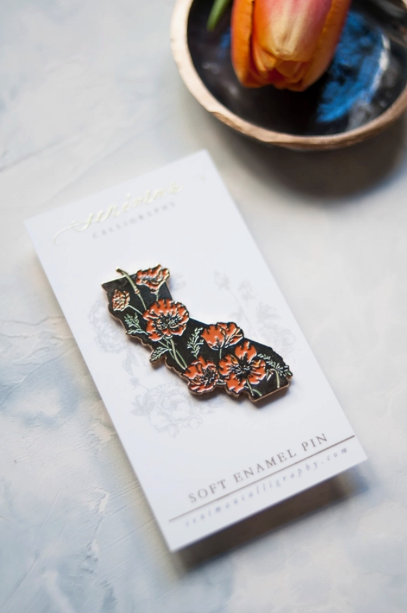 California Poppy Enamel Pin