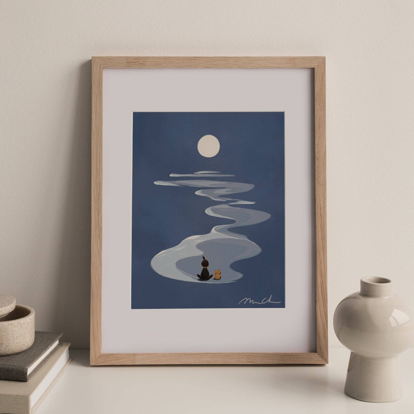 Moonlit Meditation Art Print (Matted 11x14, Unframed)