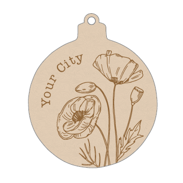 Wooden California Poppy Ornament