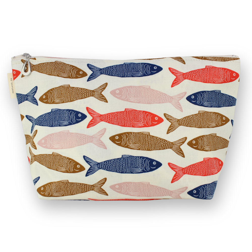 The Large Makeup Bag | Lined Zip Pouch | Cotton