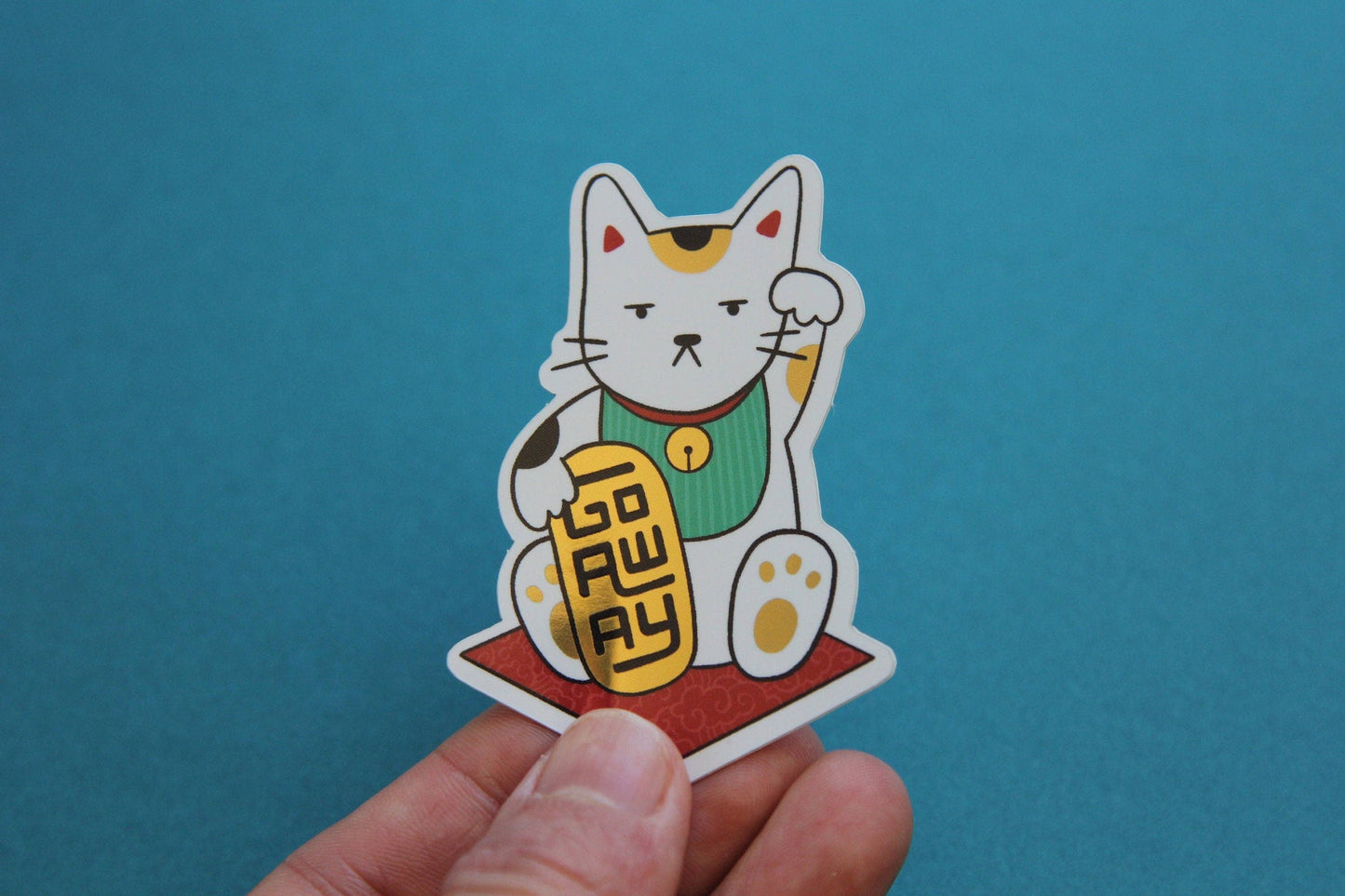 Go Away Maneki Neko Cat Sticker