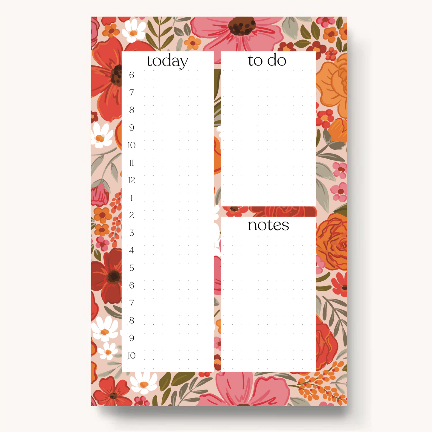 Floral Daily Planner Notepad