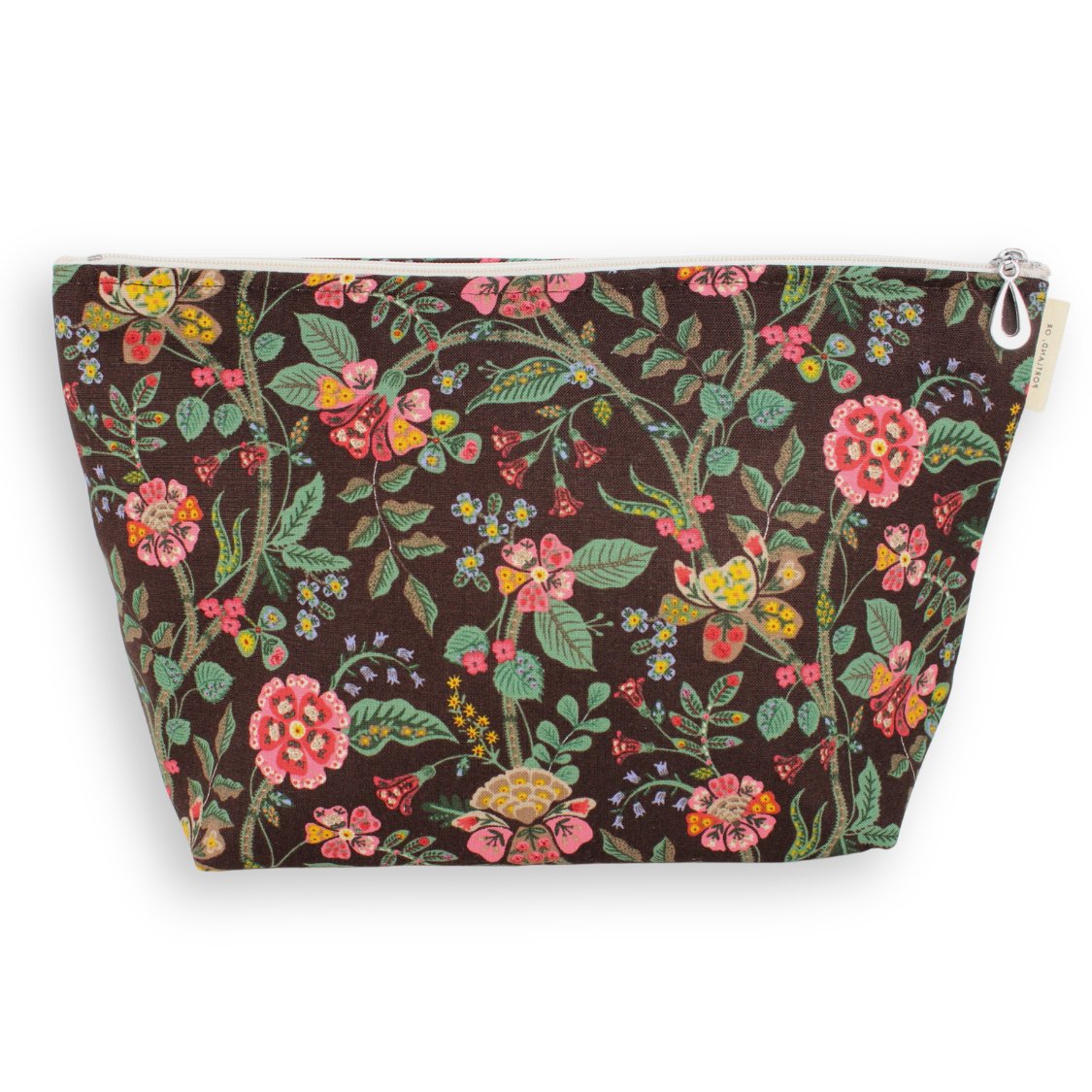 The Large Makeup Bag | Lined Zip Pouch | Cotton