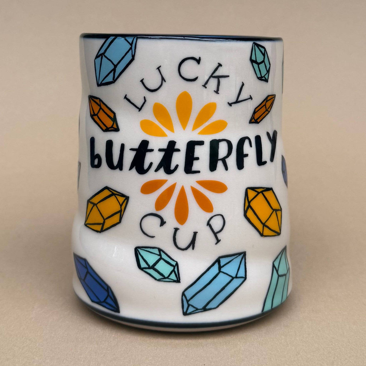 Lucky Butterfly Cup - XLarge Ceramic Mug - 16oz