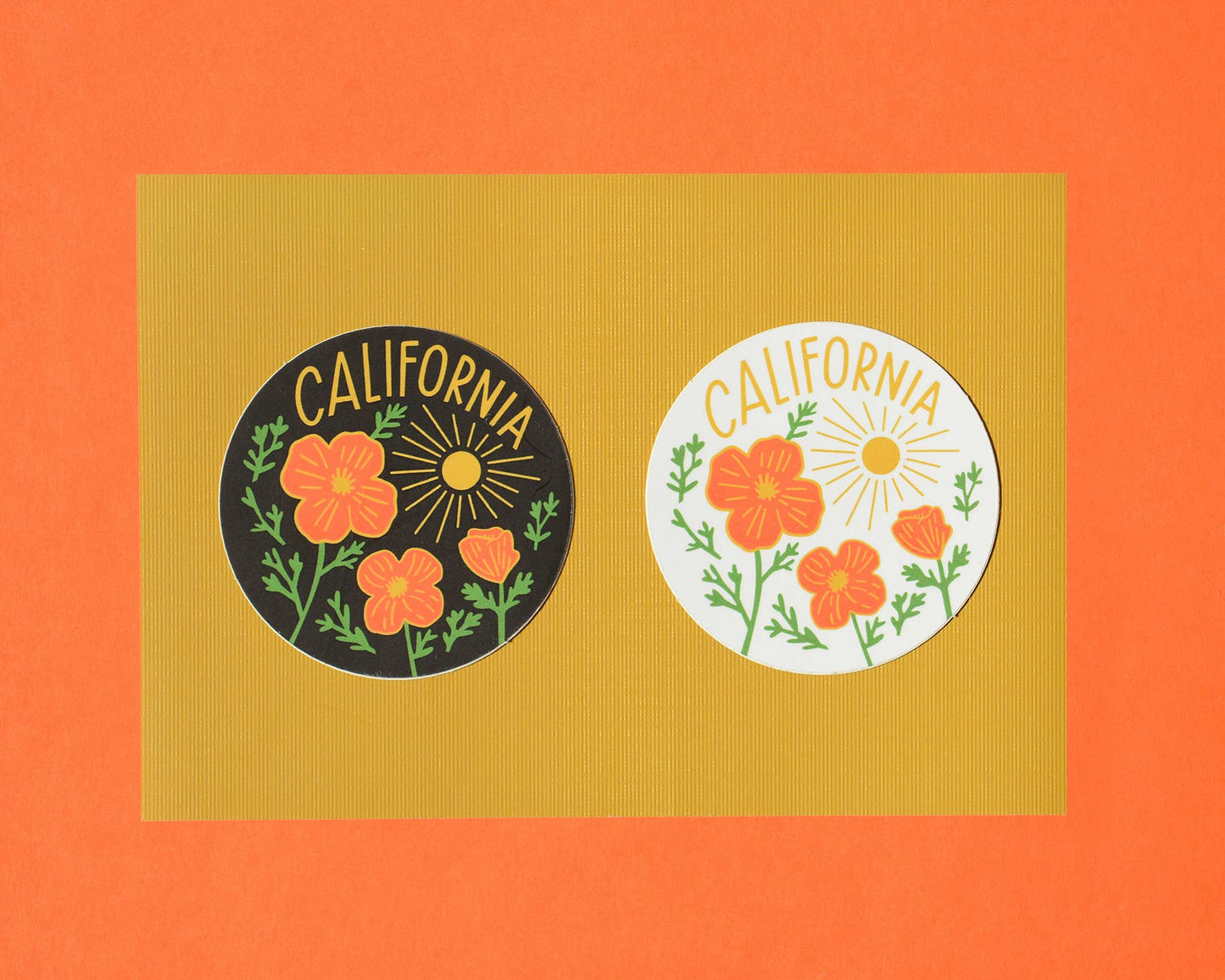 California Poppy Sun White Sticker