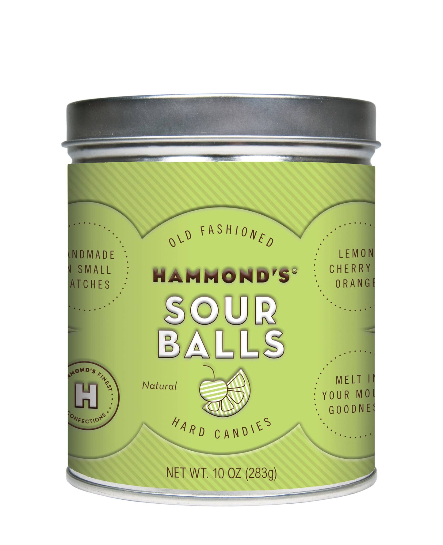 Old-Fashioned Pantry Candy - Natural Sour Ball Drops - 10oz Tin