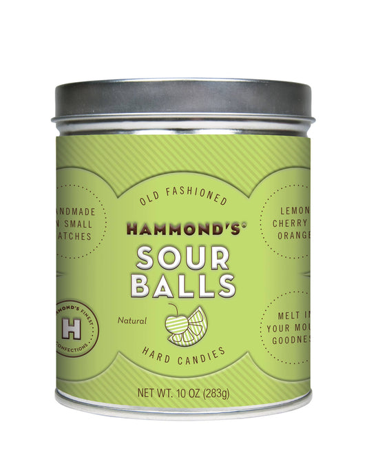 Old-Fashioned Pantry Candy - Natural Sour Ball Drops - 10oz Tin