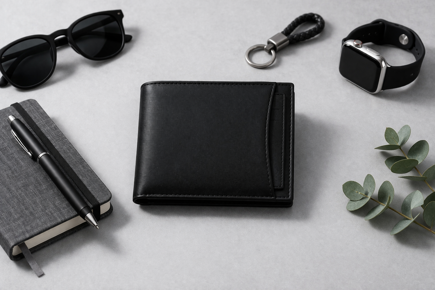 Leather Wallet with Card Holder, Bifold Kangaroo Wallet