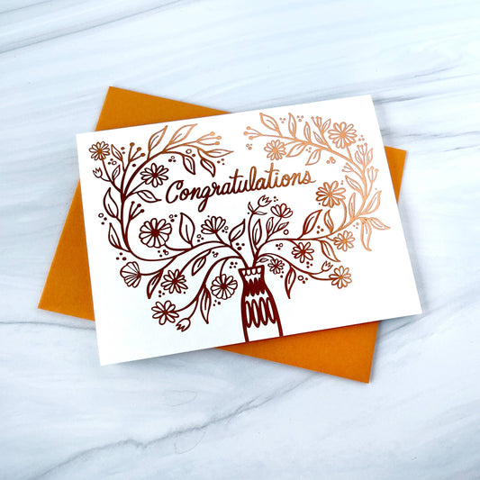 Congratulations Bouquet Card with Copper Foil