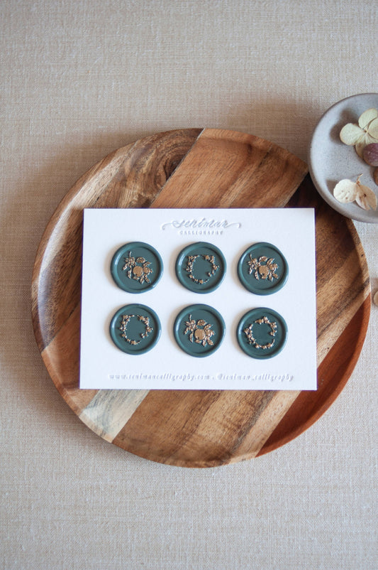 Set of 6 Green Sequoia Wax Stickers