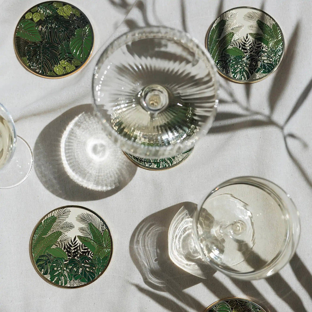 Tropical Conservatory Gold Drink Coasters | Hostess Gifts