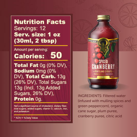 Spiced Cranberry Syrup 12 oz - cocktail / mocktail drink mix