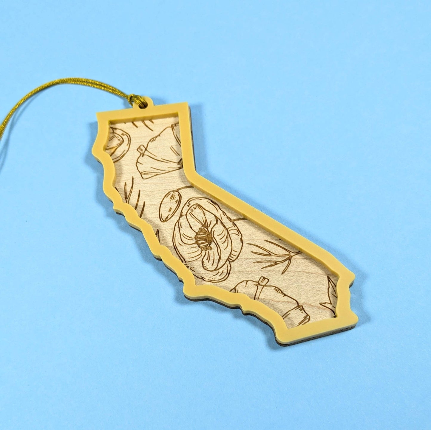 California Poppy State Shaped Ornament