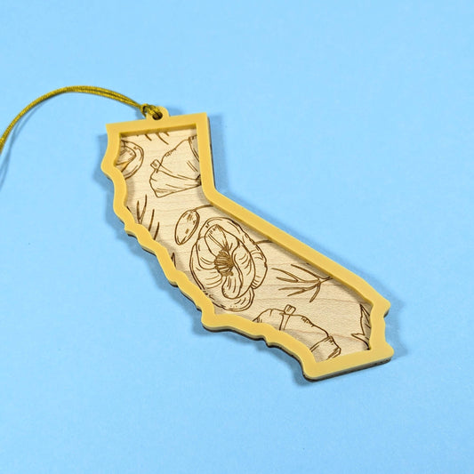 California Poppy State Shaped Ornament