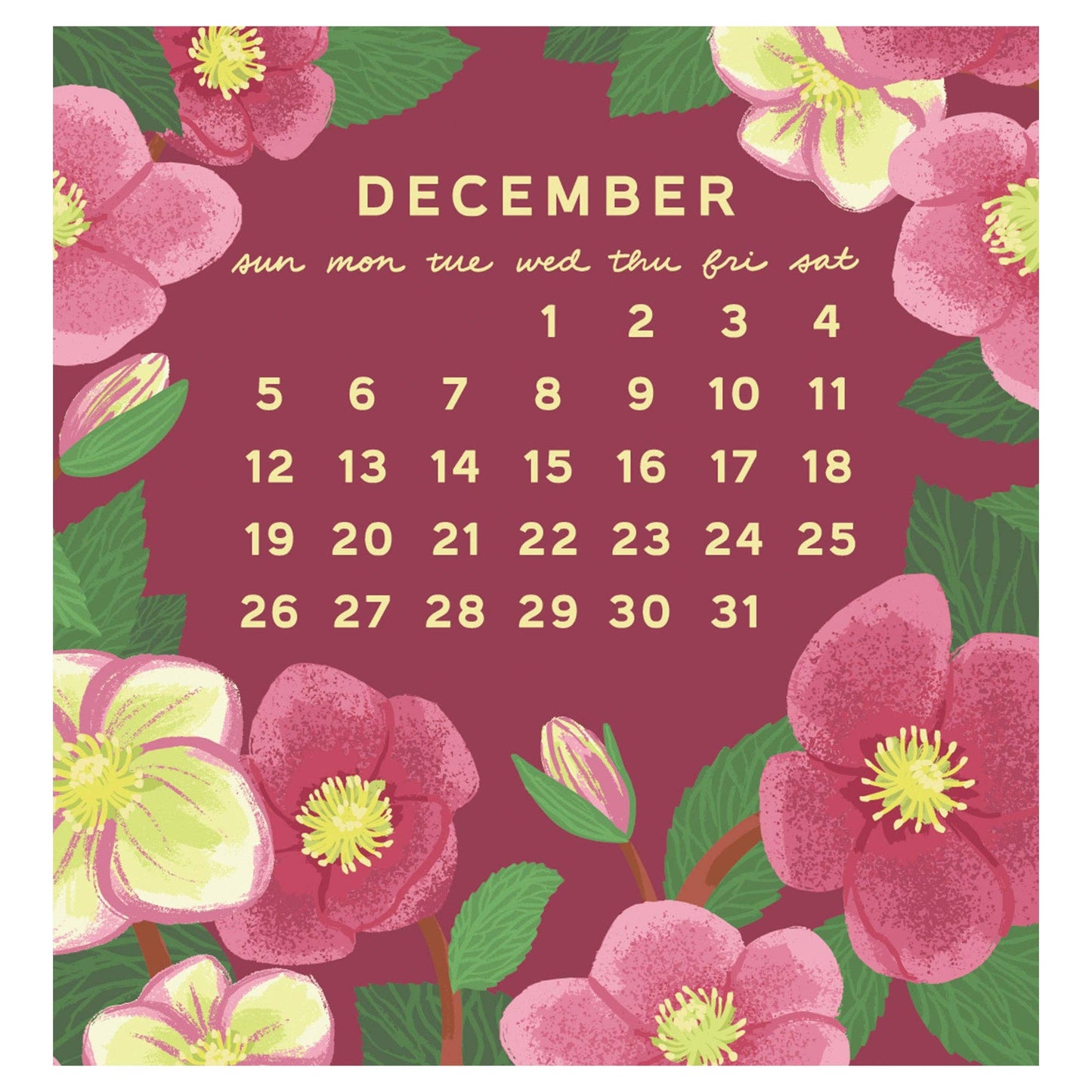 2027 Flower Power Mini Calendar