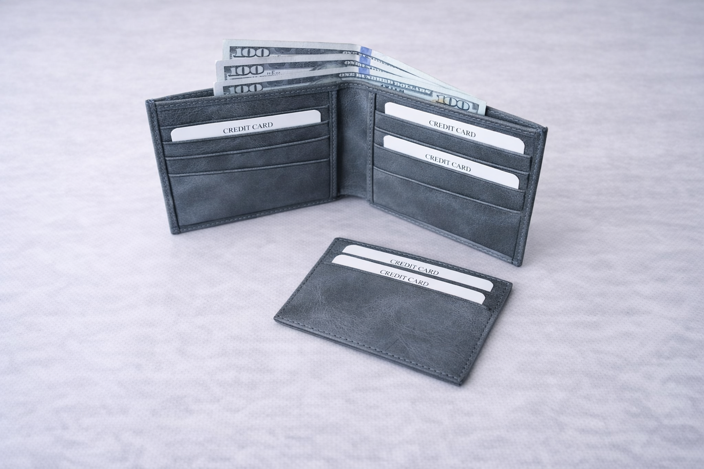 Leather Wallet with Card Holder, Bifold Kangaroo Wallet