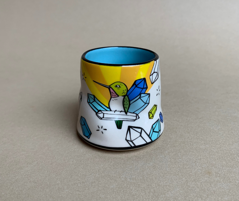 Lucky Hummingbird Cup - Small Ceramic Christmas Holiday Mug