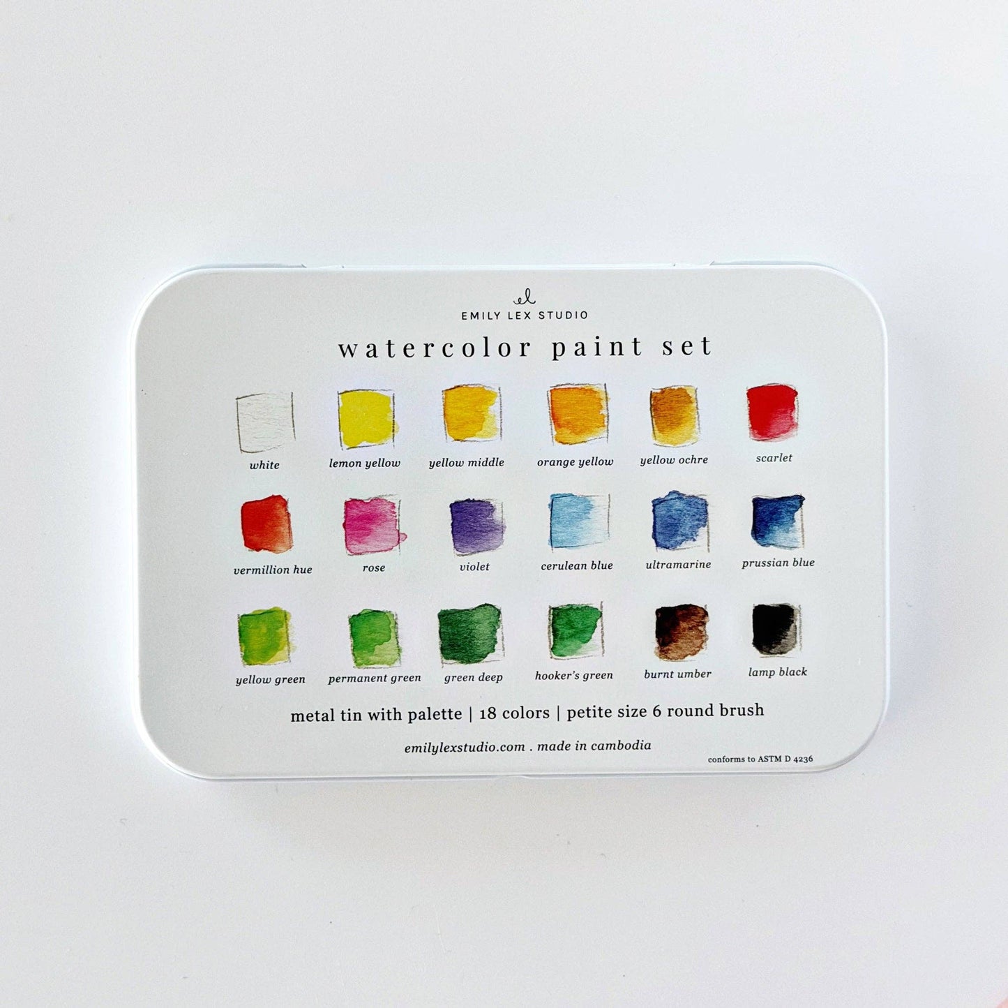 Watercolor paint set - 18 colors with mini brush