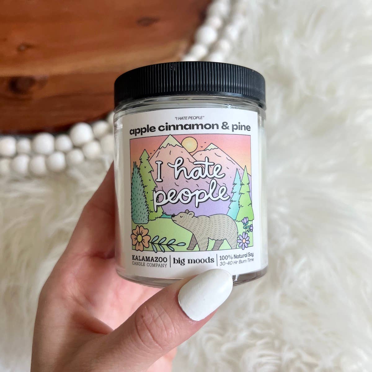 "I Hate People" Apple Cinnamon & Pine -  Luxury Soy Candle