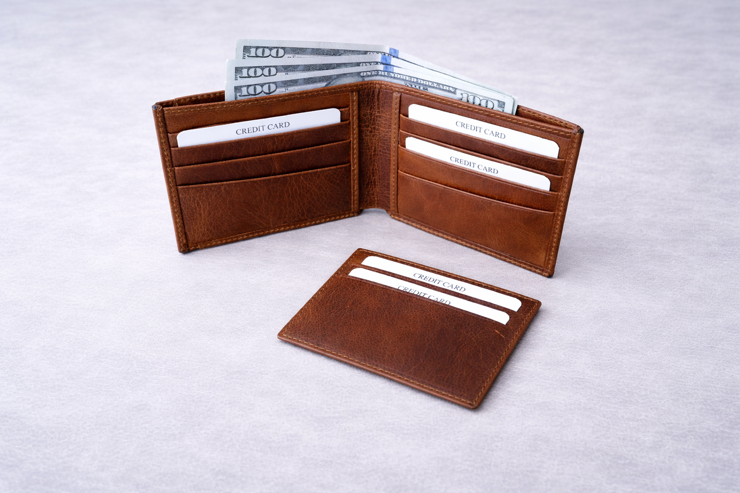Leather Wallet with Card Holder, Bifold Kangaroo Wallet