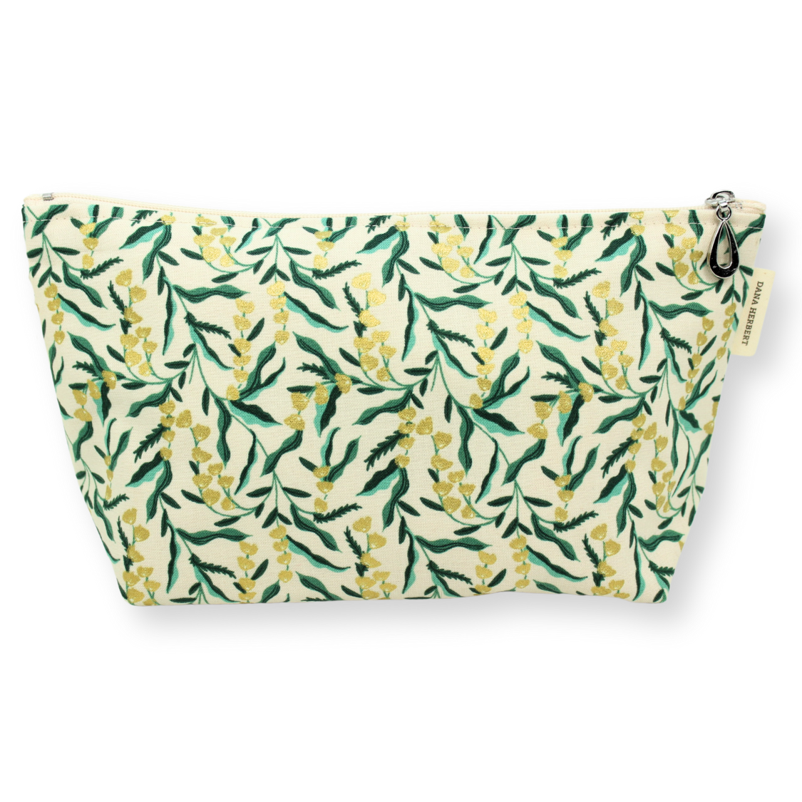The Medium Makeup Bag | Lined Zip Pouch | Metallic Cotton