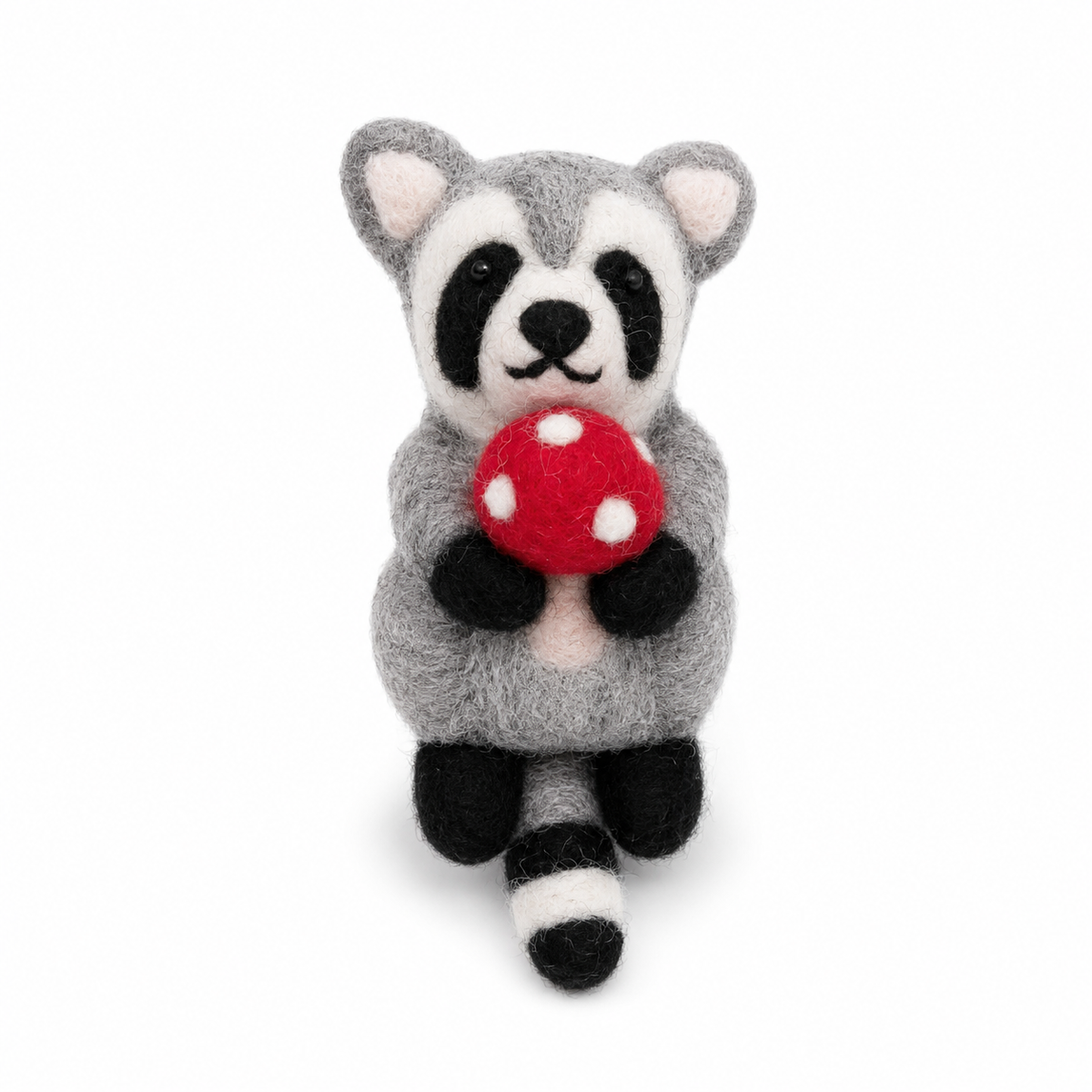 Raccoon Holding Mushroom Ornament