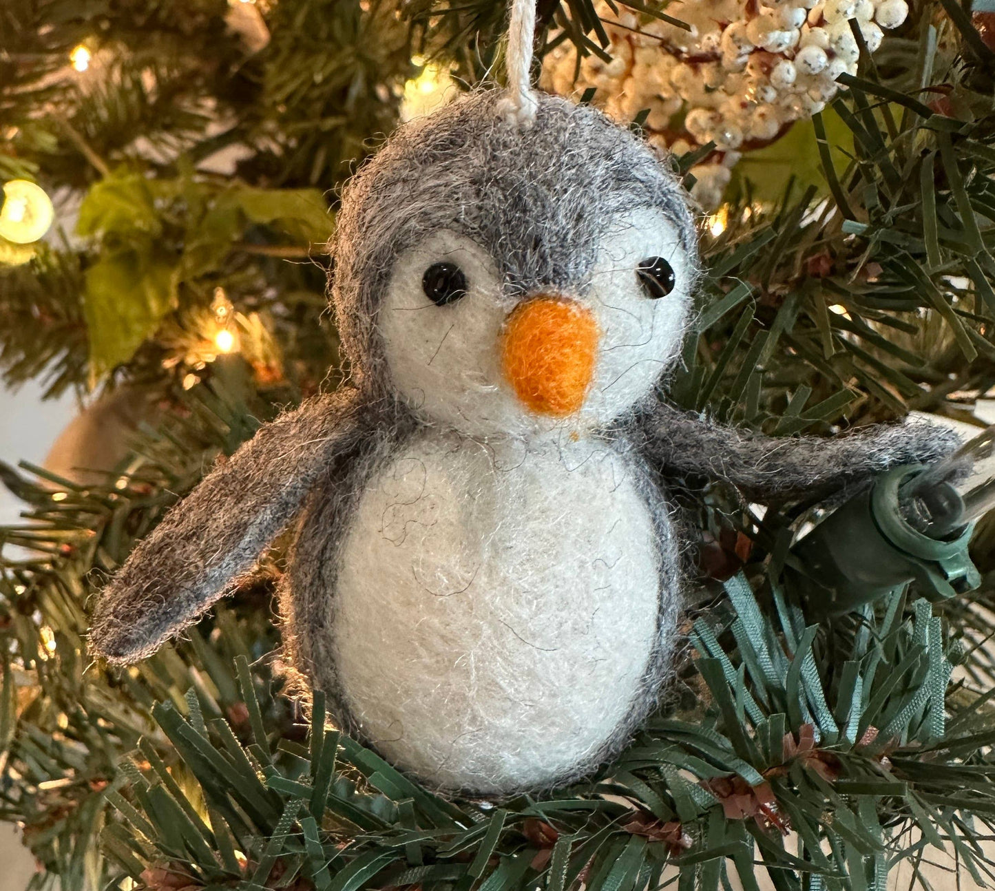 Felt Penguin (Gray) / Handmade Christmas Ornament